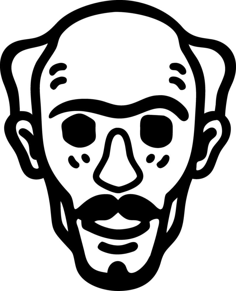 Bold Outline Old Man Face Art for Tattoo and Coloring Book Design vector