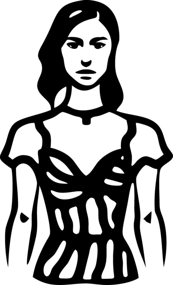 Bold Woman Silhouette Fashion Design for Tattoo and Coloring Book vector