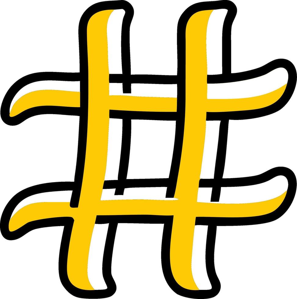 Bold Yellow Hashtag Symbol for Social Media and Graphic Design vector