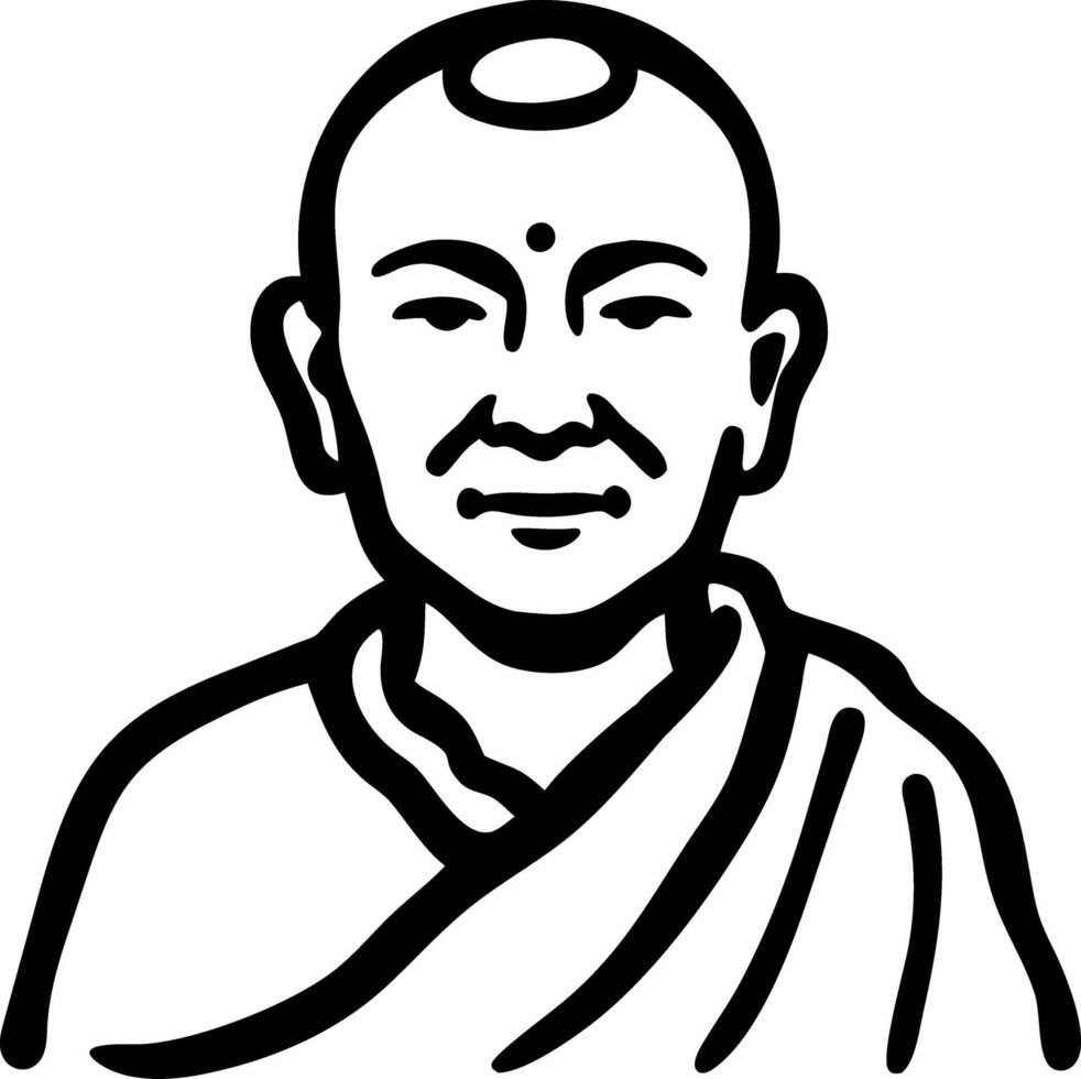 Buddhist Monk Line Art Illustration for Meditation and Spirituality Themes vector