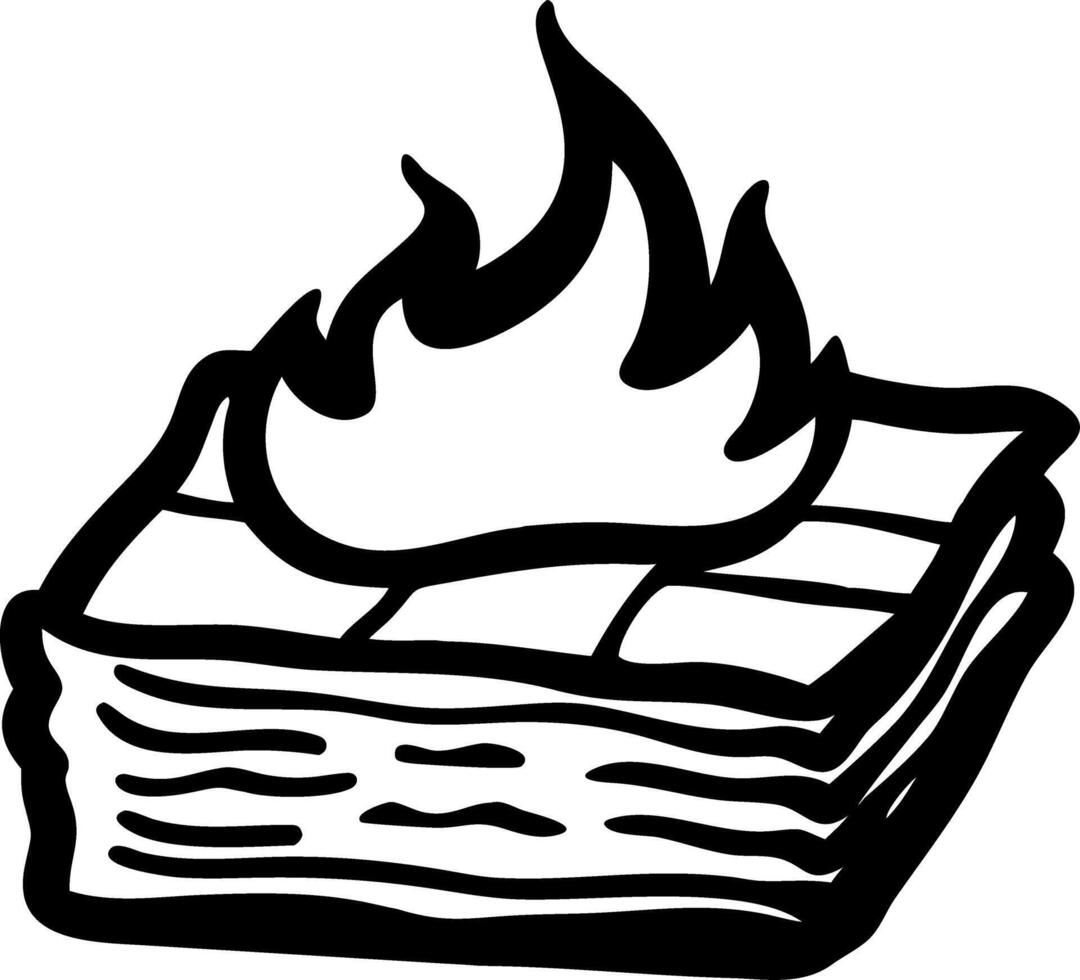 Burning Paper Stack Illustration for Symbolism and Design Use vector