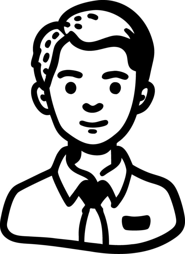 Business Professional Male Avatar Illustration in Black Outline vector