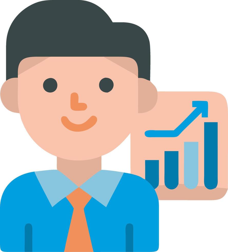 Businessman Cartoon Character with Growth Chart for Analytics and Success Concepts vector