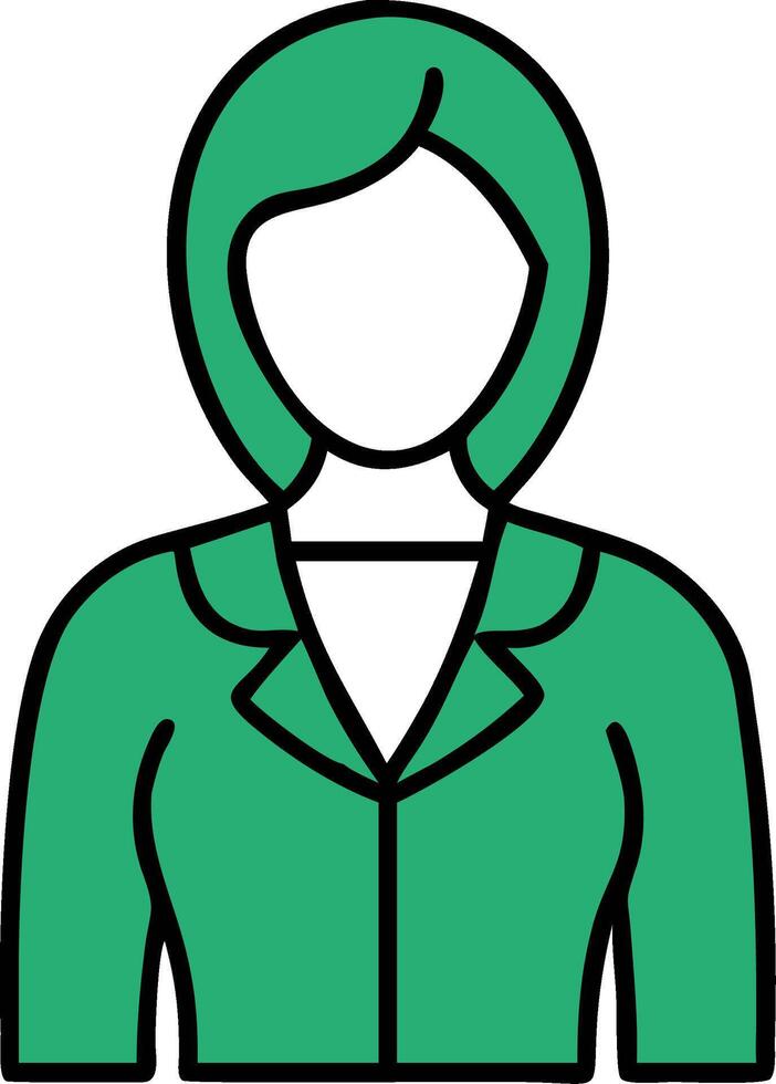Businesswoman Avatar Green Suit Minimalist Line Art Illustration vector