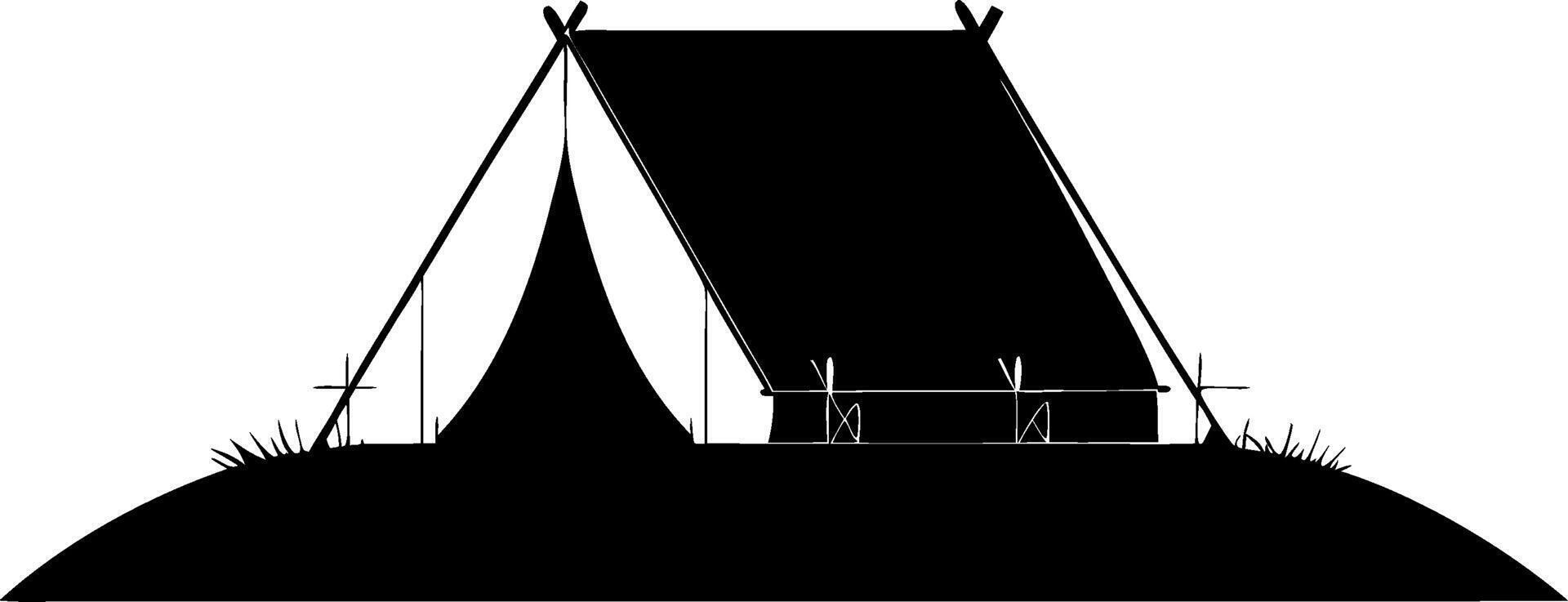 Camping Tent Silhouette for Outdoor Adventure Illustrations vector