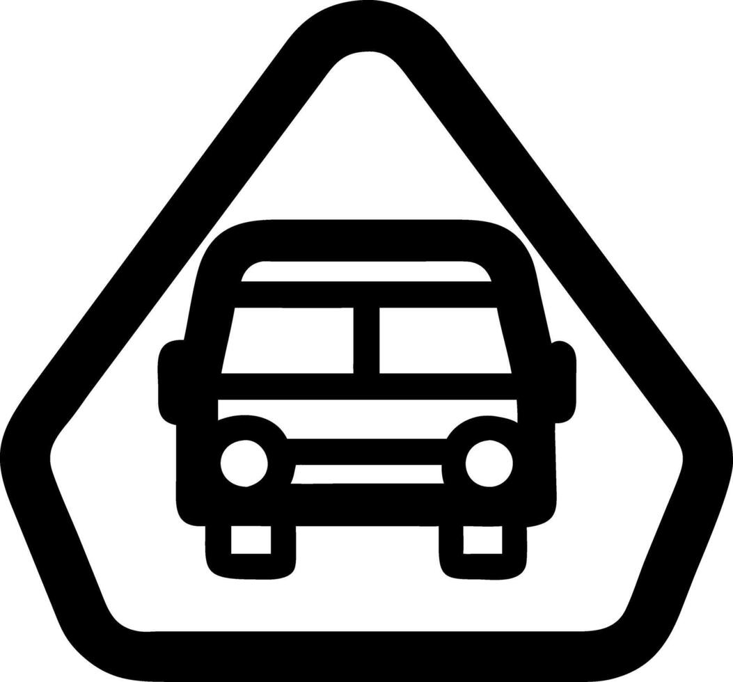Car Symbol in Caution Triangle for Road Safety Sign or Traffic Warning vector