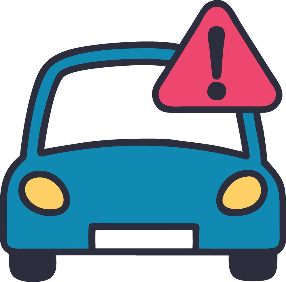 Car with Warning Sign Illustration for Safety and Alert Design Projects vector