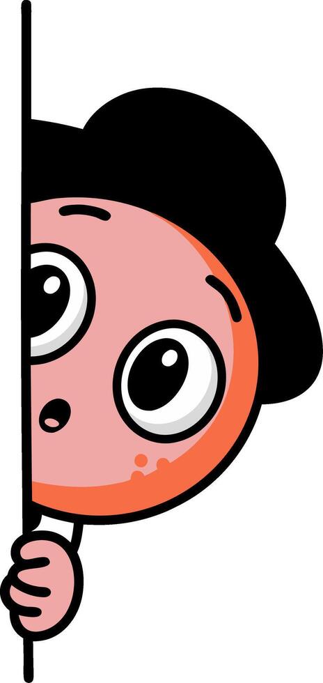 Cartoon Character Peeking Curiously Behind Wall vector