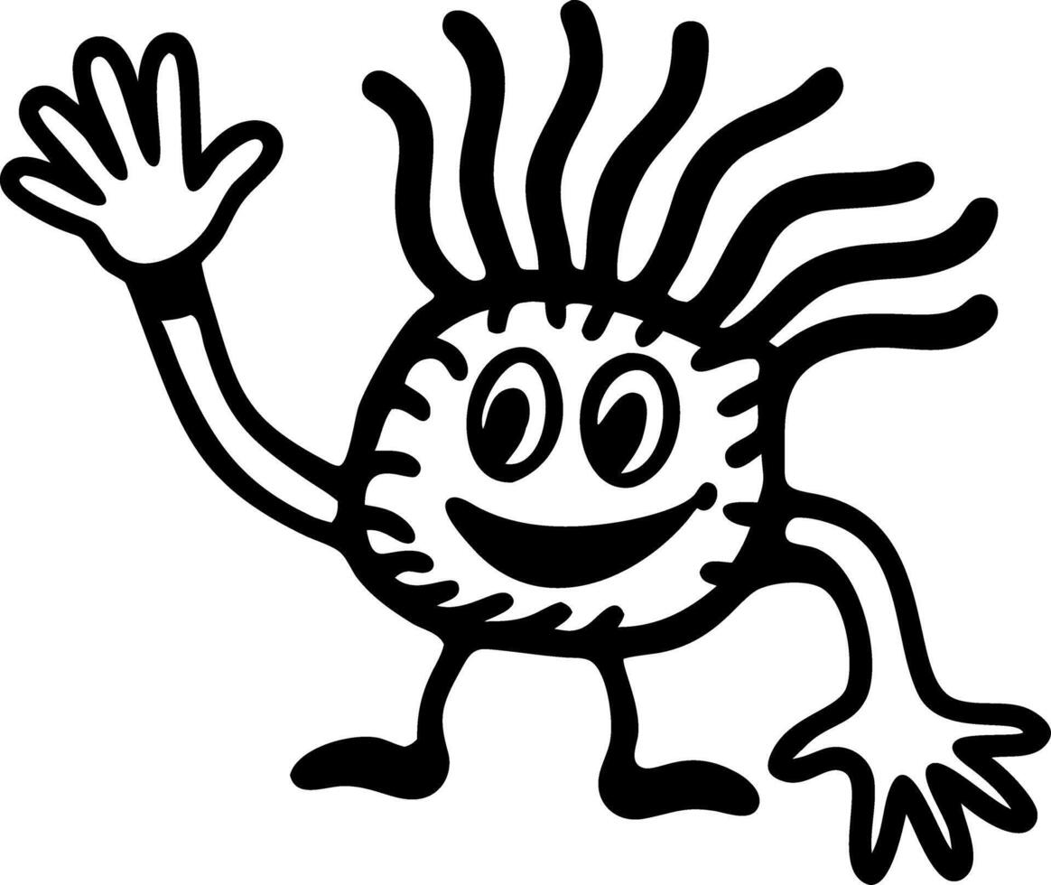 Cartoon Smiling Hand Waving Character Illustration Ideal for Coloring Books vector