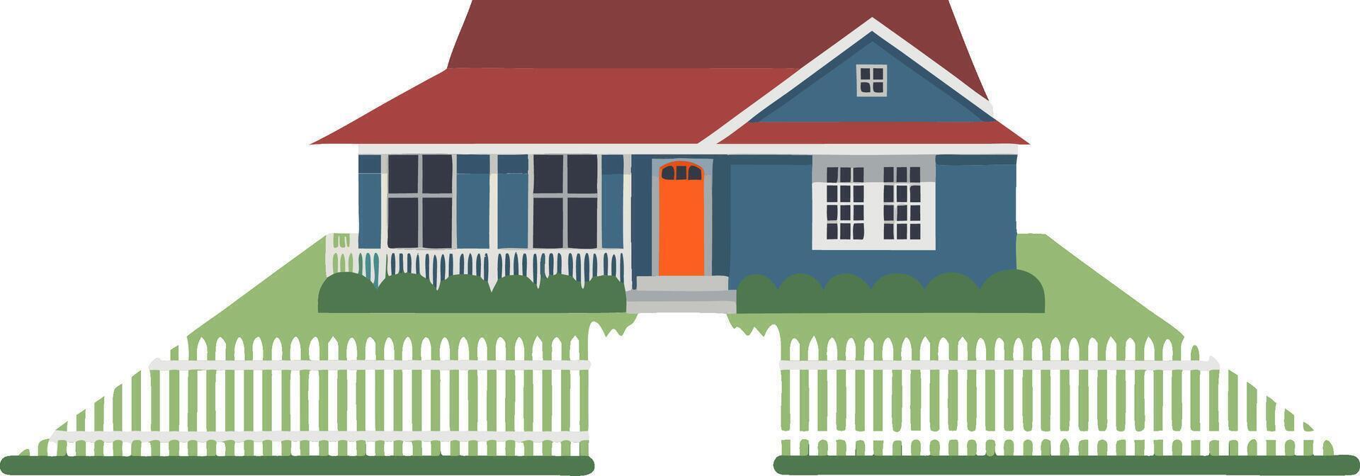 Charming Suburban House Illustration Ideal for Real Estate and Design Projects vector