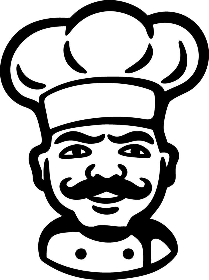 Chef Face Illustration With Mustache and Hat for Culinary Branding vector