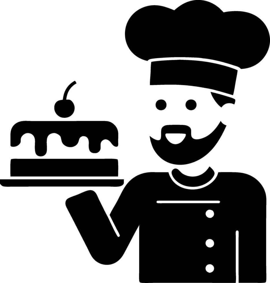 Chef Holding Cake Illustration Bakery Dessert Design vector