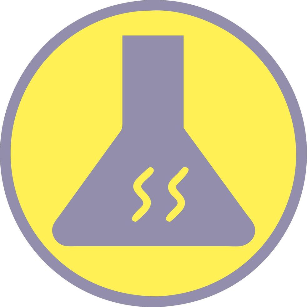Chemistry Lab Flask with Steam Symbol in Yellow Circle Design vector
