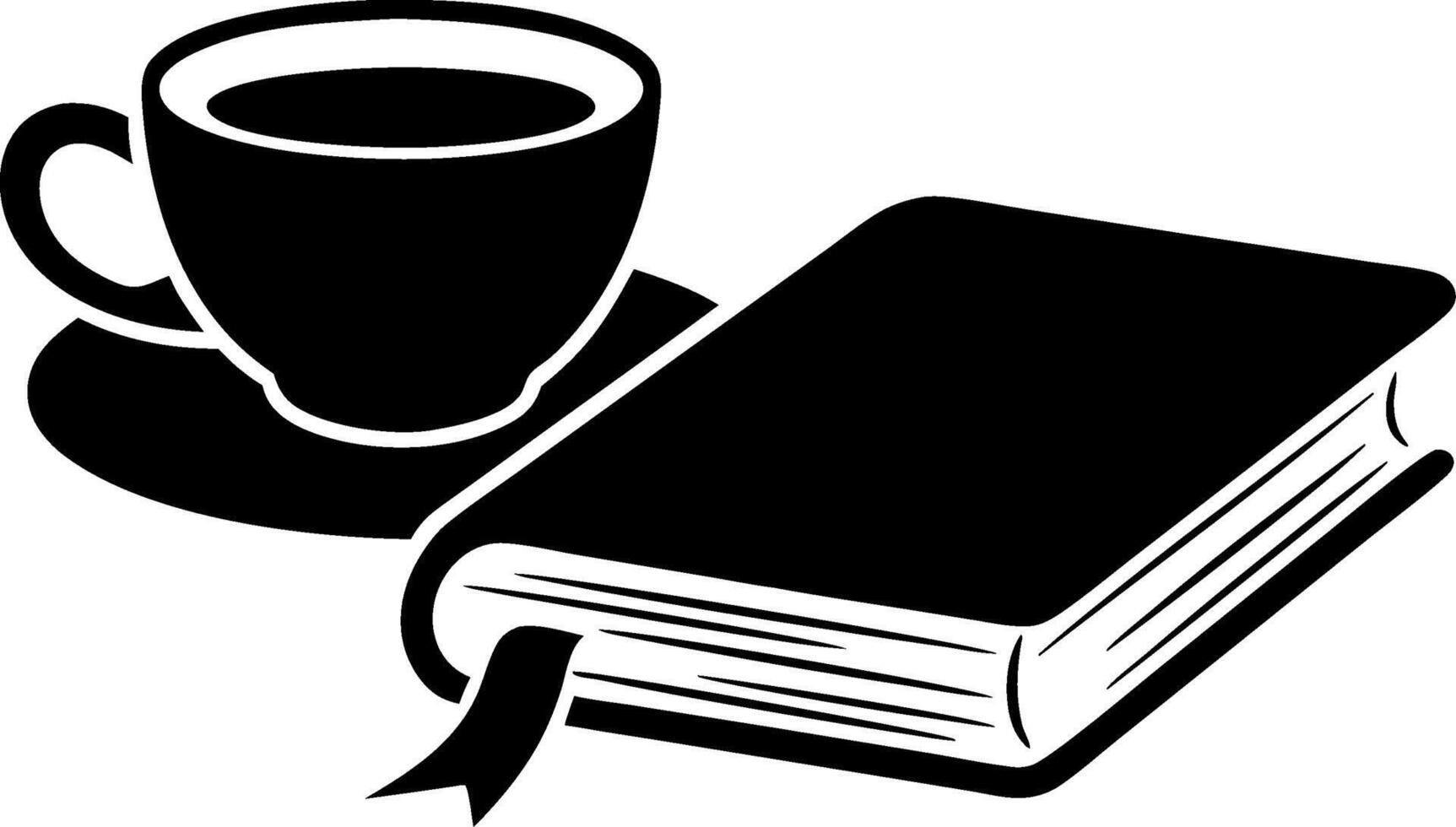 Coffee Cup and Book Silhouette for Relaxation and Reading Themes vector