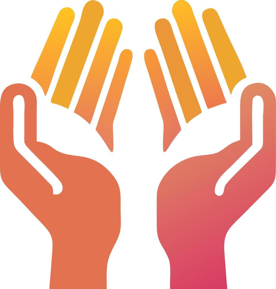 Colorful Gradient Hands Open in Prayer or Meditation Illustration vector