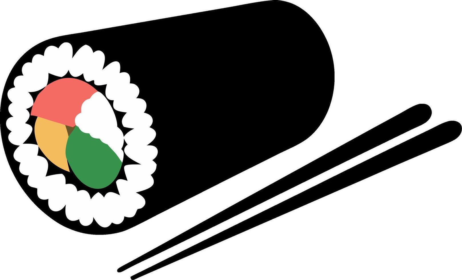Colorful Sushi Roll with Chopsticks for Food Design Projects vector