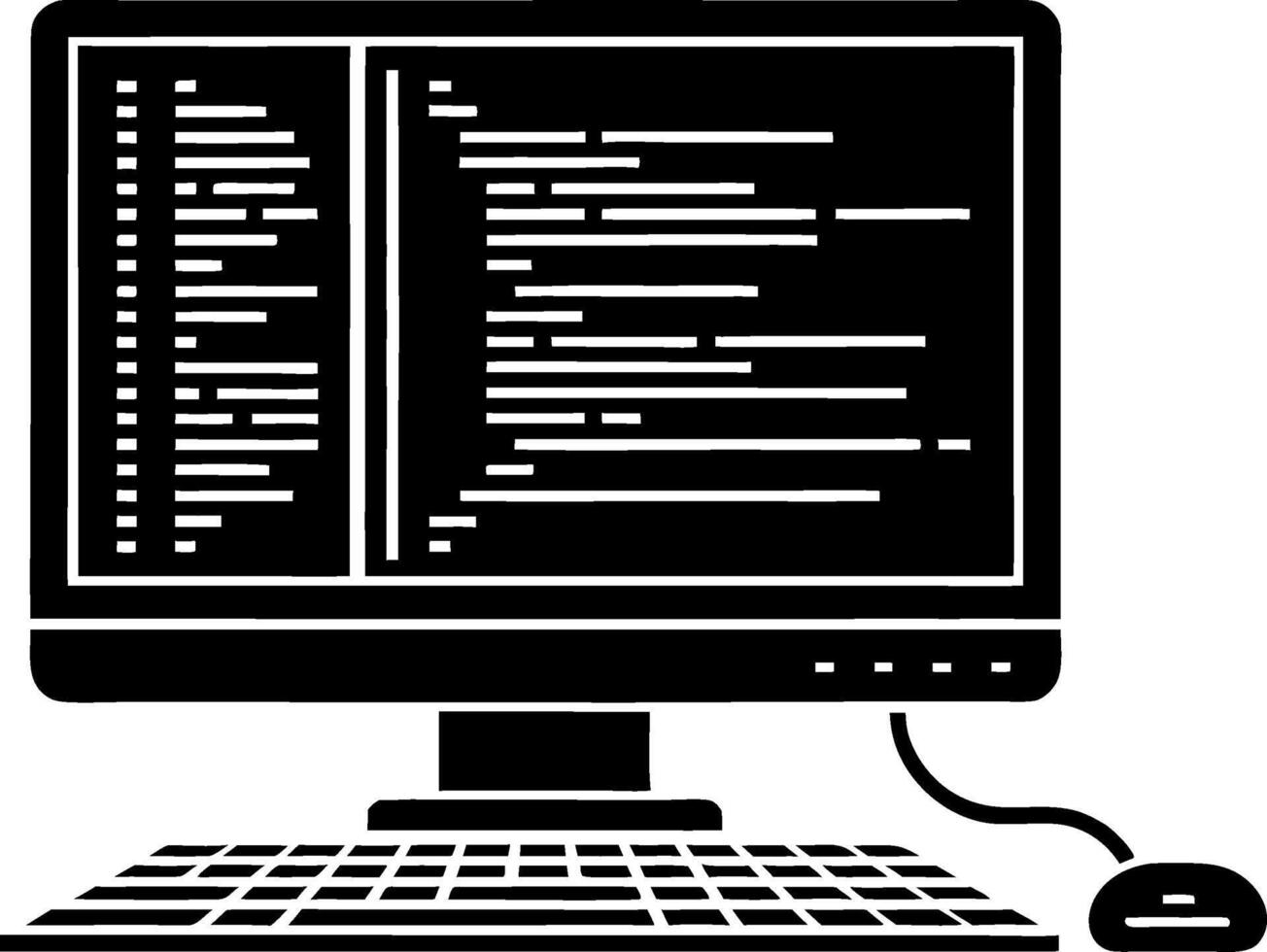 Computer Monitor with Coding Interface Illustration for Technology Design vector