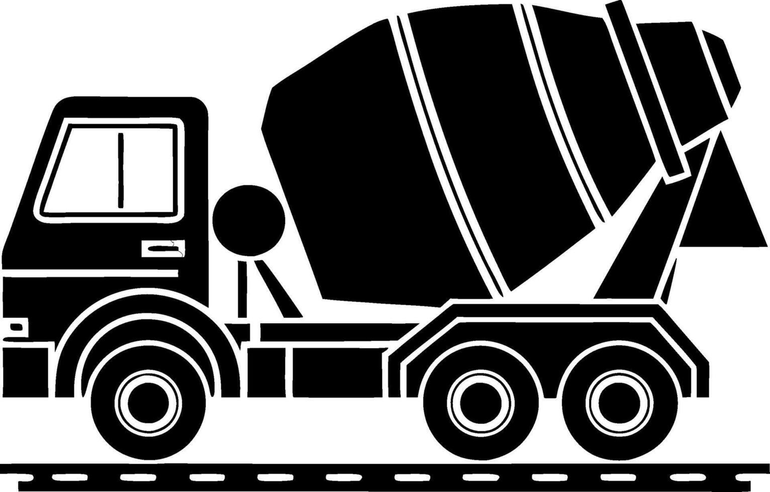 Concrete Mixer Truck Silhouette for Construction and Industrial Design vector