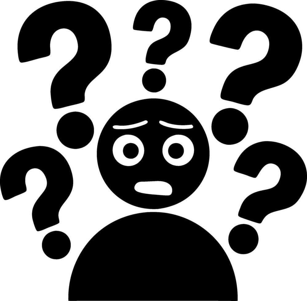 Confused Person Surrounded by Question Marks Art for Problem Solving and Decision Making vector