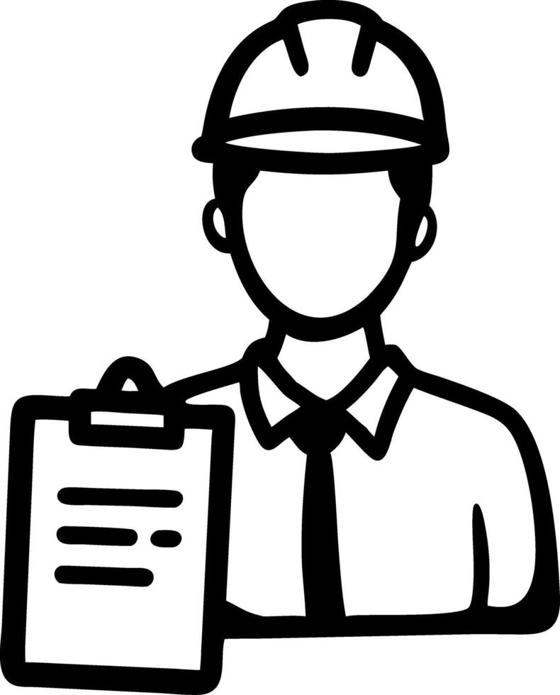 Construction Safety Engineer with Clipboard for Workflow Manuals vector