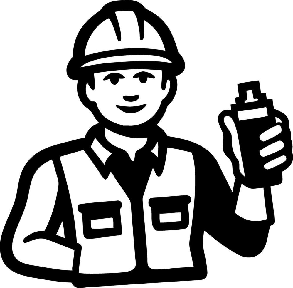 Construction Worker Holding Spray Can for Industrial Use vector