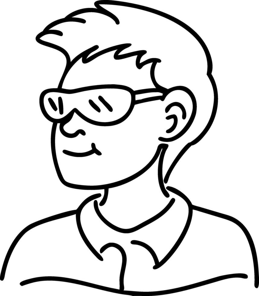 Cool Sunglasses Graphic Line Art Male Portrait for Tattoo or Coloring Book Design vector