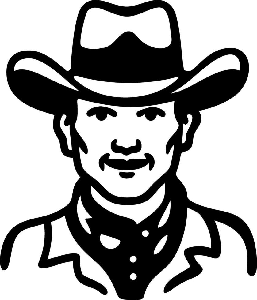 Cowboy Portrait Illustration Rustic Western Style Art Design vector