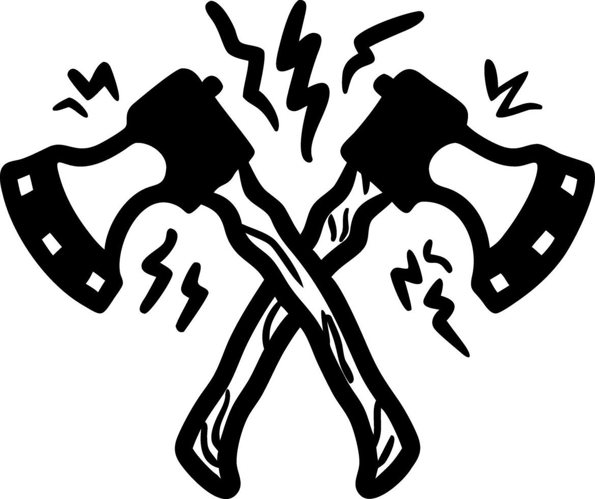 Crossed Battle Axes Illustration Symbolizing Strength and Power Design vector