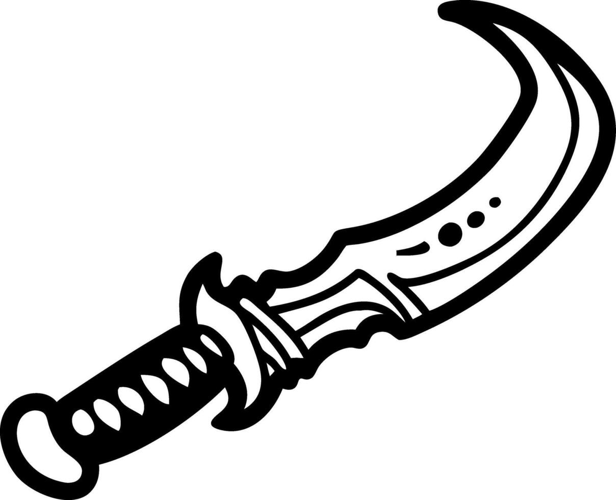 Curved Tribal Dagger Illustration for Tattoo and Design Use vector