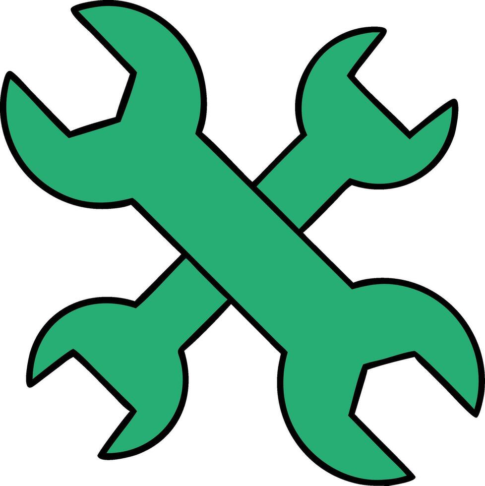 Crossing Green Wrench Symbol for Repair and Maintenance Themes vector
