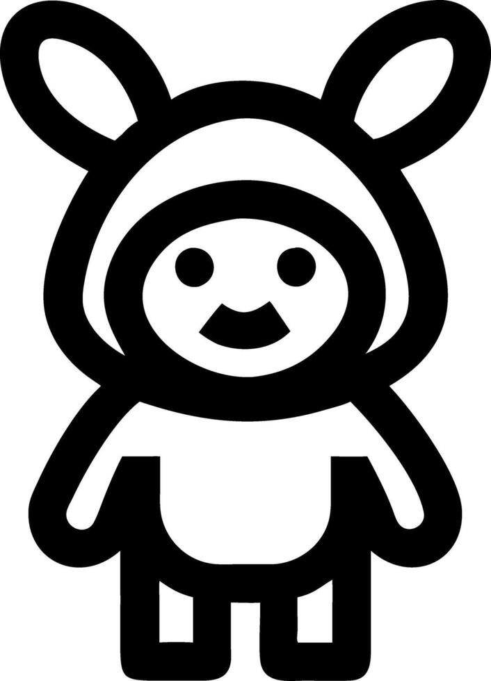 A black and white cartoon bunny with ears vector