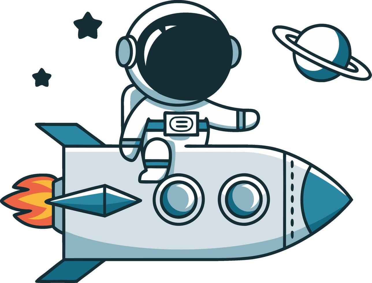 Cute Astronaut Riding Rocket Space Adventure Illustration vector