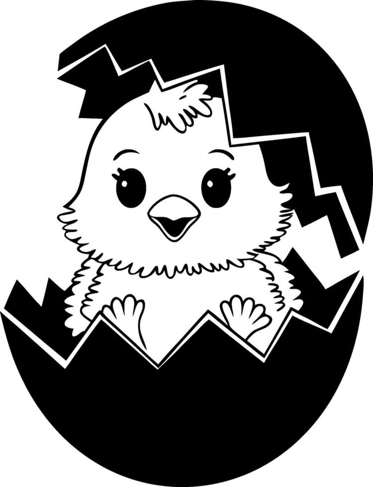 Cute Baby Chick in Cracked Egg Illustration for Coloring Books and Art Projects vector