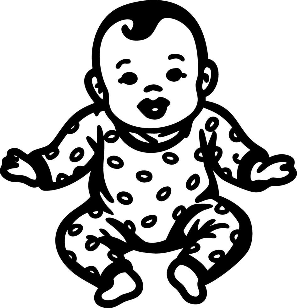 Cute Baby in Polka Dot Pajamas Illustration for Nursery Design vector
