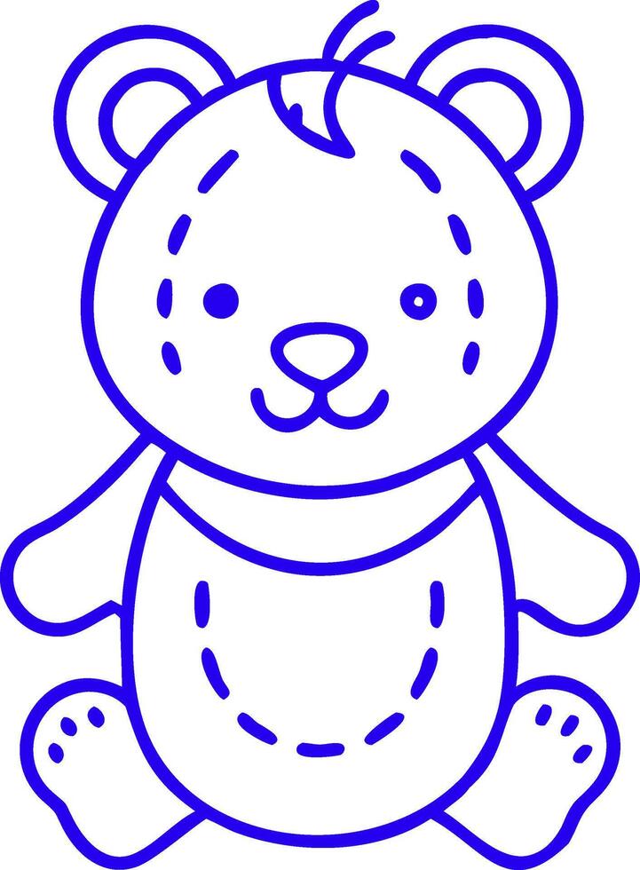 Cute Blue Outline Teddy Bear Illustration for Children's Design vector