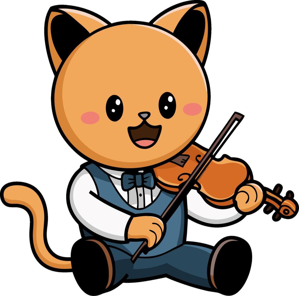 Cute Cartoon Cat Playing Violin Adorable Art for Kids Illustrations and Designs vector