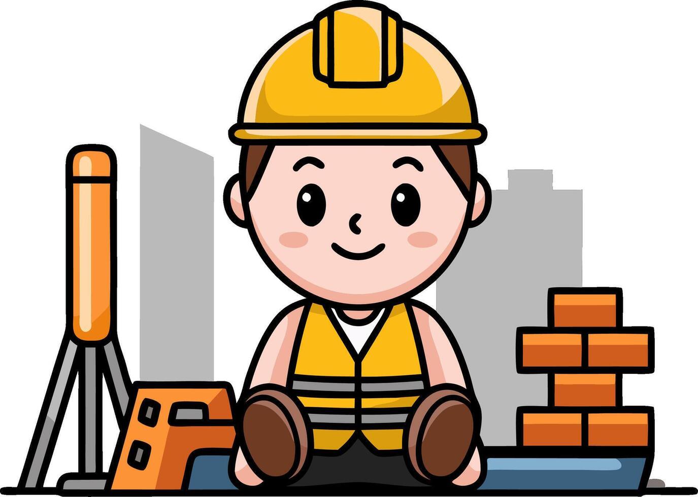 Cute Cartoon Construction Worker Child for Educational and Design Projects vector