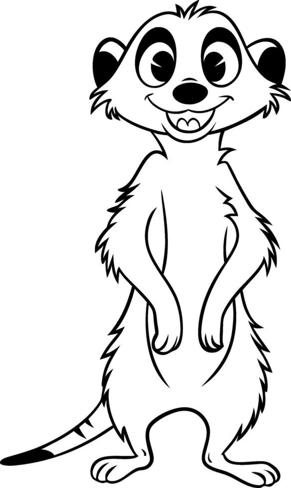 Cute Cartoon Meerkat Illustration for Coloring Books and Tattoos vector