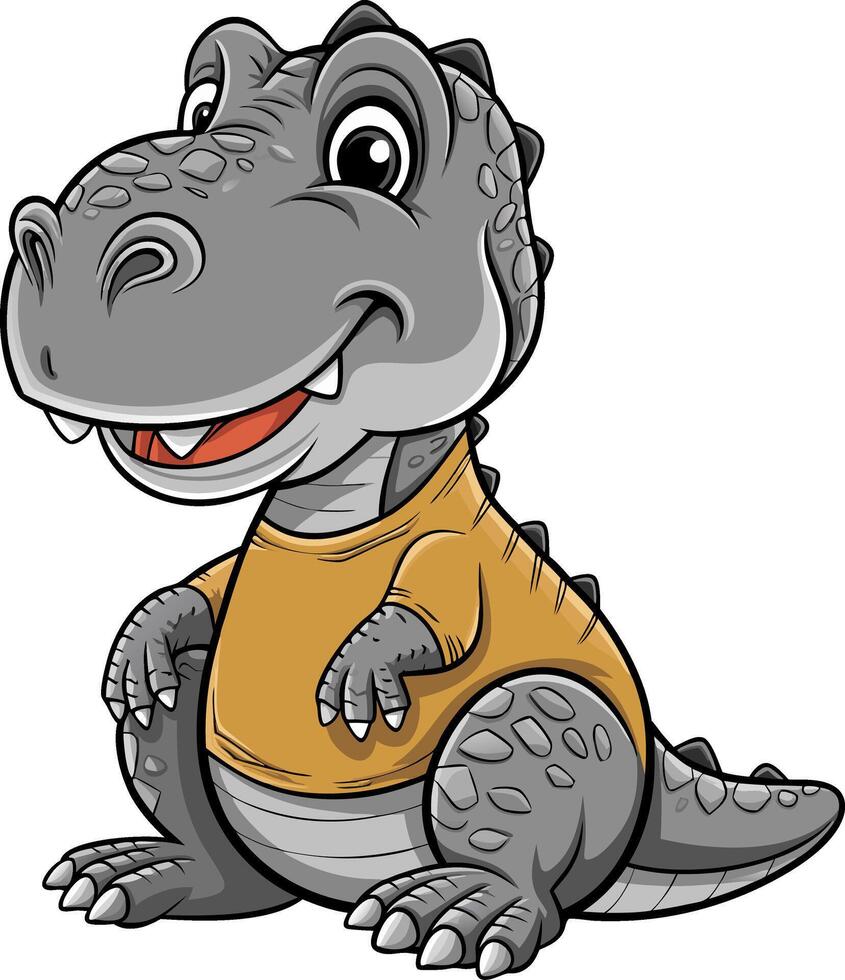 Cute Dinosaur Cartoon Illustration Kid Friendly Design for Prints and Coloring Books vector
