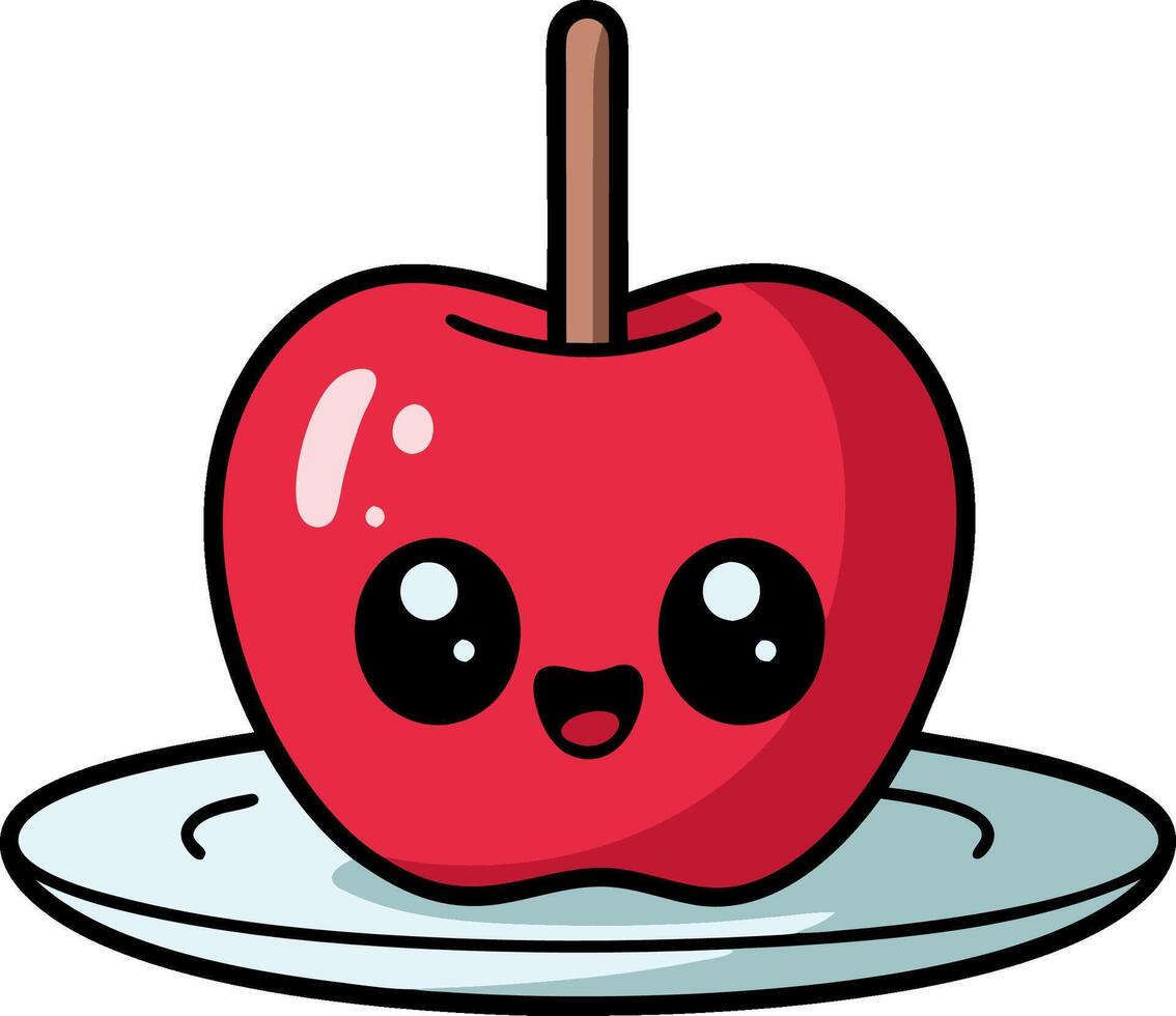 Cute Kawaii Candy Apple with Face for Children Art Projects and Crafting vector
