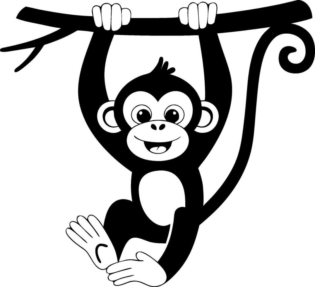 Cute Monkey Hanging on Branch Illustration for Kids Decor and Crafts vector