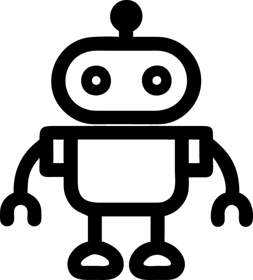 Cute Robot Illustration for Tech Design and Coloring Book Projects vector