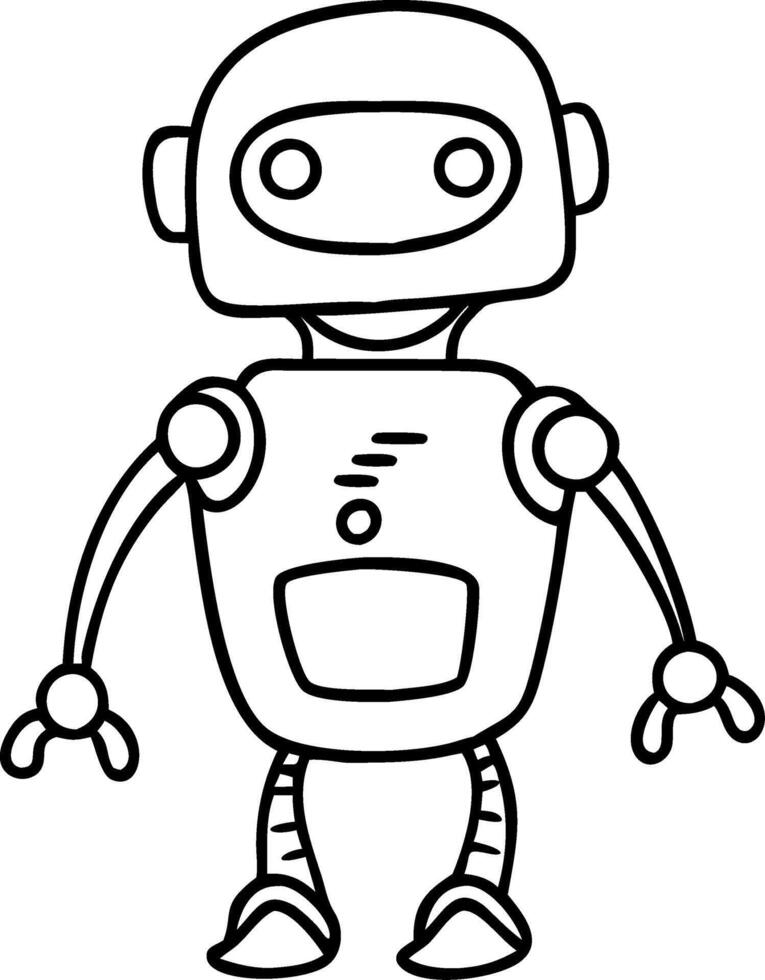 Cute Smiling Robot Illustration for Coloring Books Tattoos and Kids Designs vector