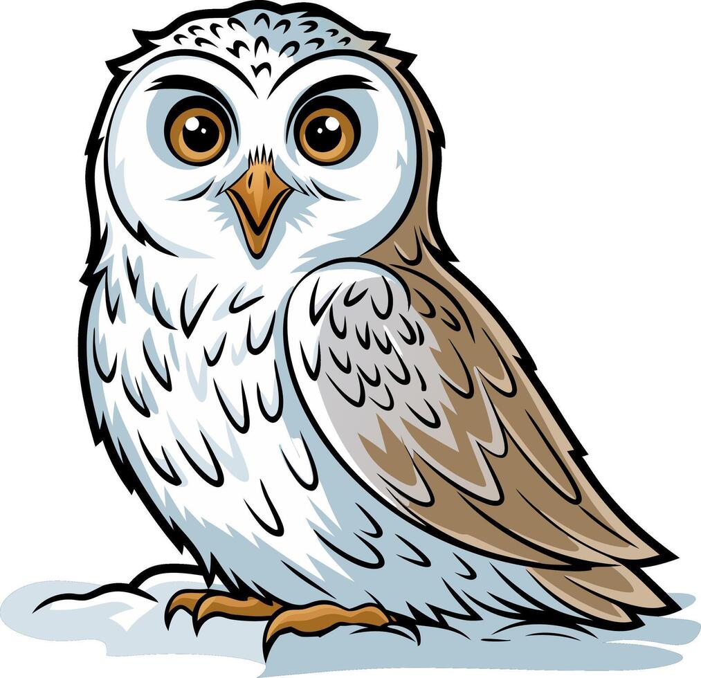 Cute Snowy Owl Illustration for Design and Education Materials vector