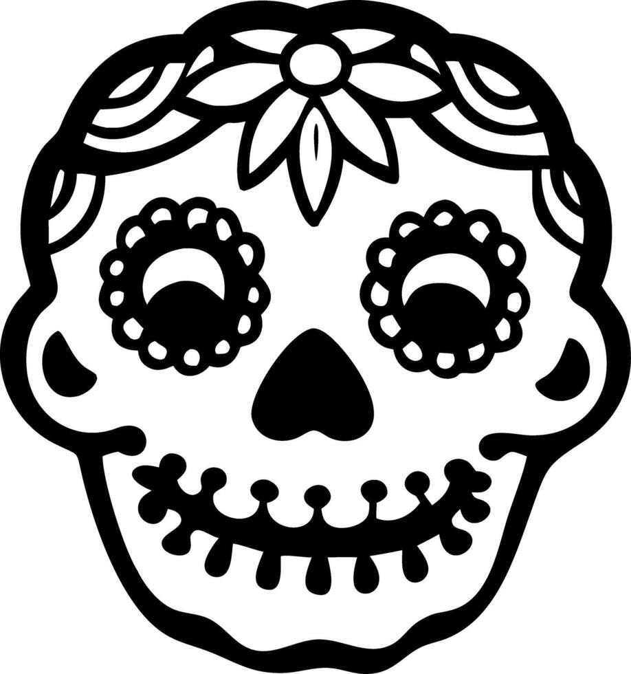 Day of the Dead Sugar Skull Art for Coloring Book and Tattoo Design vector