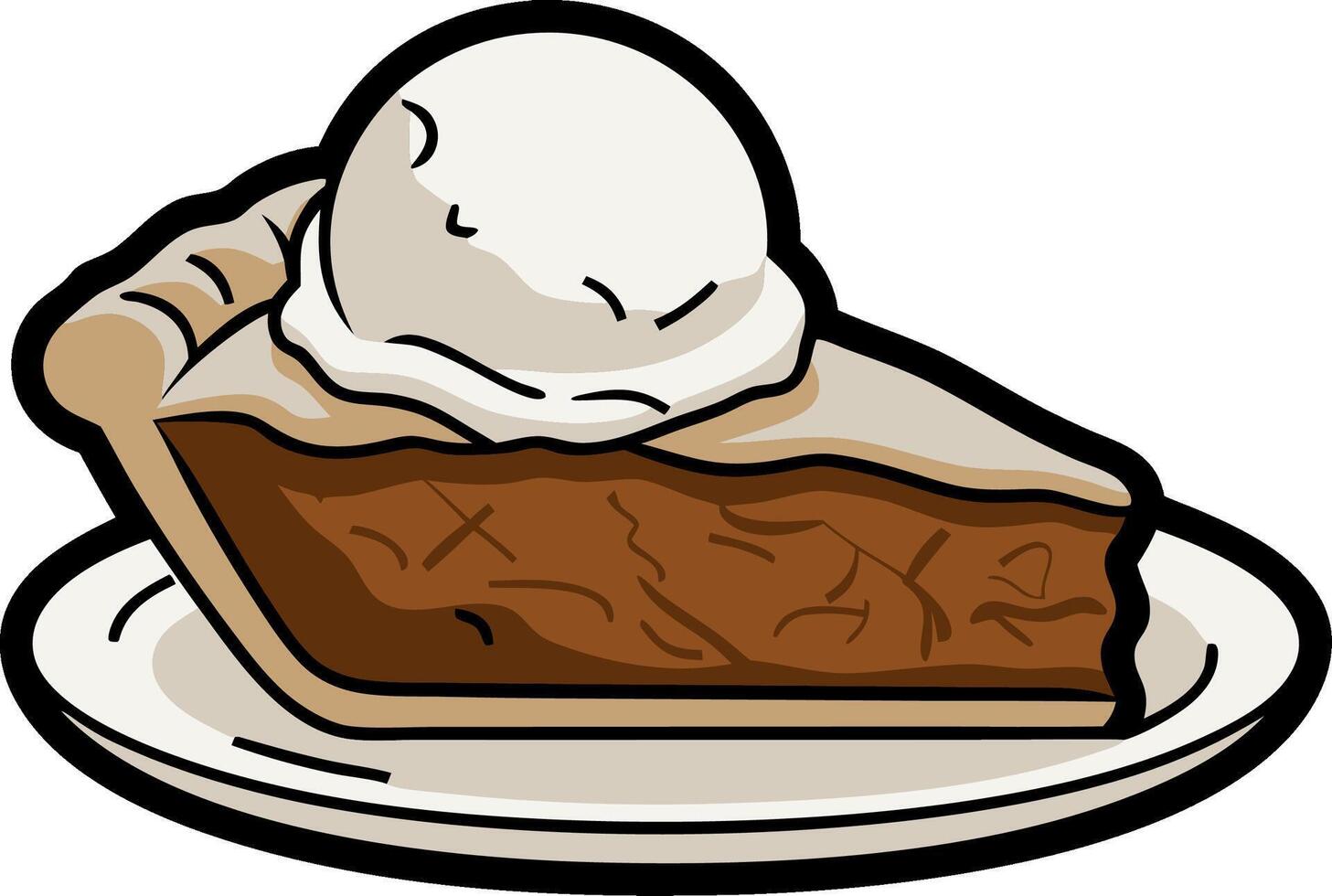 Delicious Slice of Pumpkin Pie with Vanilla Ice Cream Illustration vector