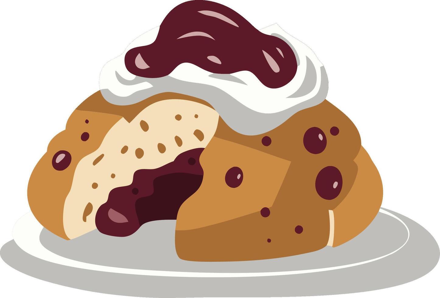 Delicious Swedish Semla Pastry Illustration with Whipped Cream and Jam vector