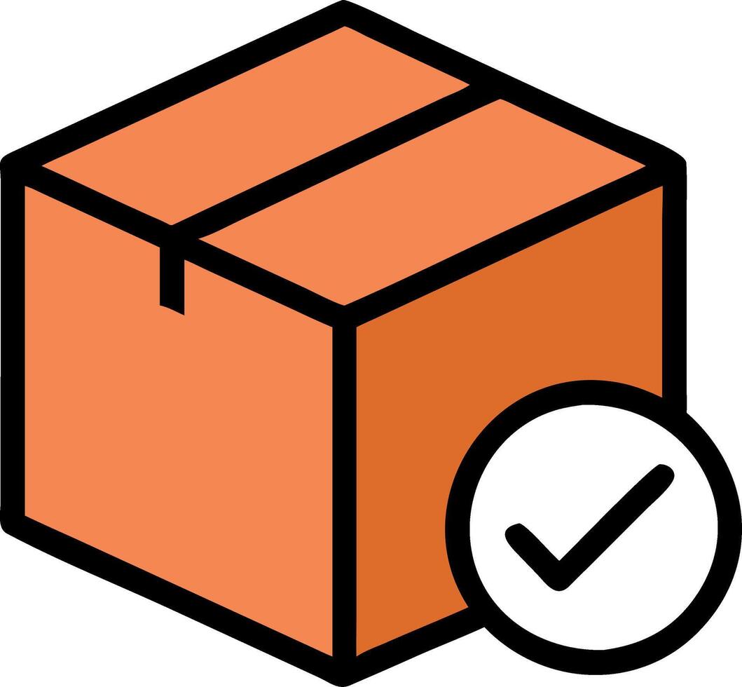 Delivery Box with Check Mark Symbol for Shipping Confirmation Apps and Websites vector