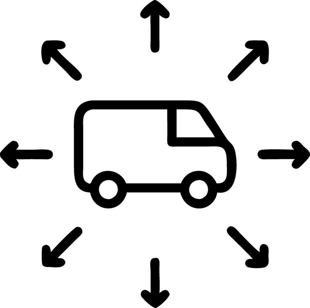 Delivery Van with Arrows for Distribution and Logistics Art vector