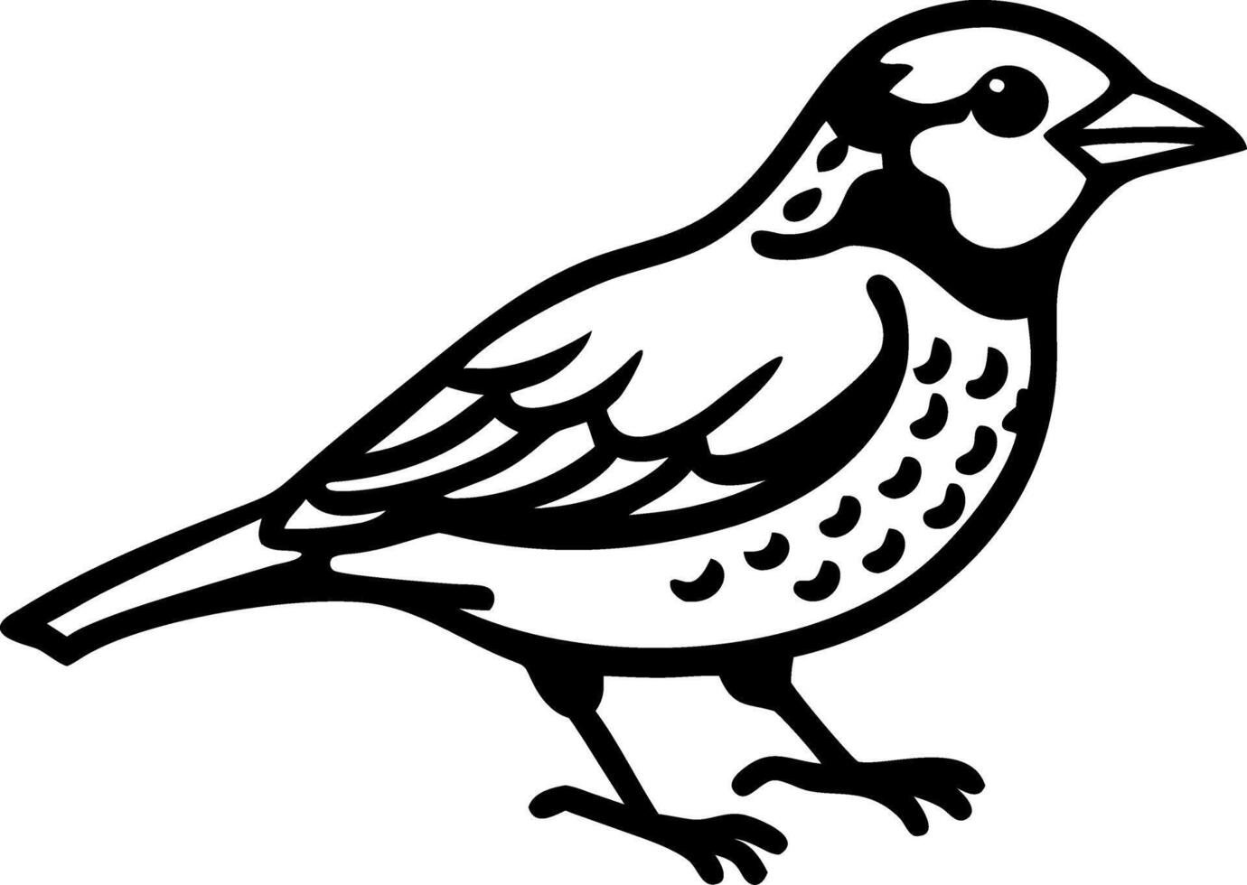 Detailed Sparrow Silhouette for Art Design Tattoos and Coloring Projects vector